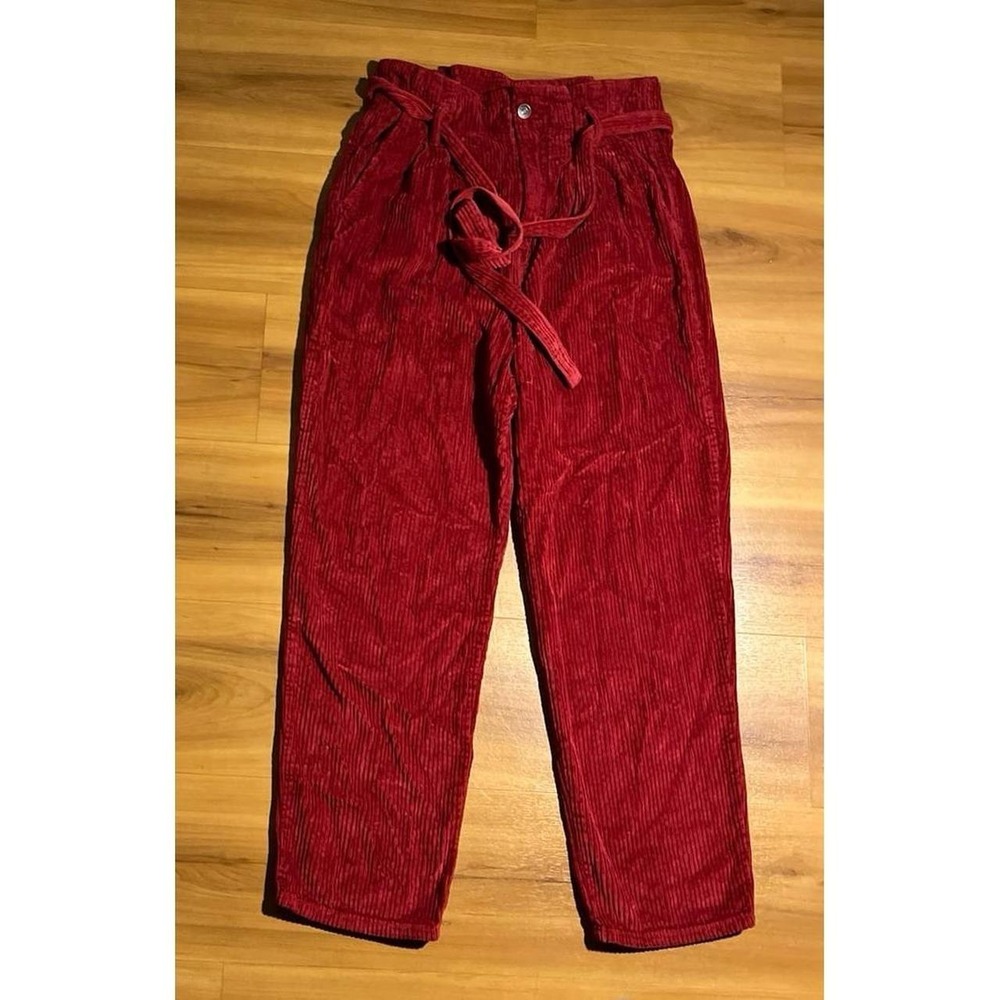 Abercrombie & Fitch Corduroy Paper Bag Belted High Waisted Baggy Ankle Pants